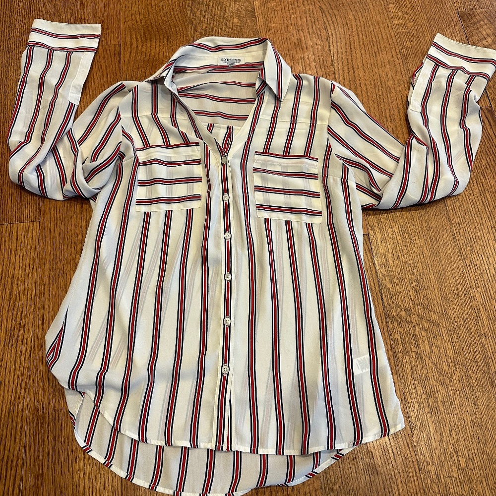 Express Blouse ~ red, white & blue striped